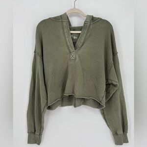 Aerie Olive Green Women's V-Neck Sweatshirt